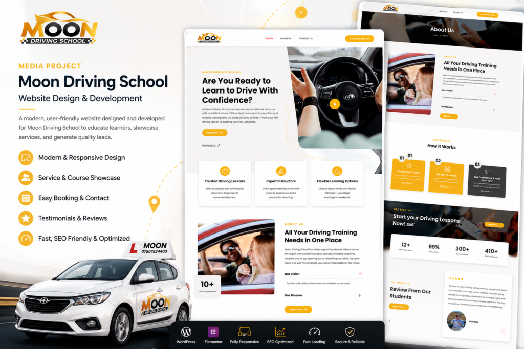 Website Design for Moon Driving School By Mustafez