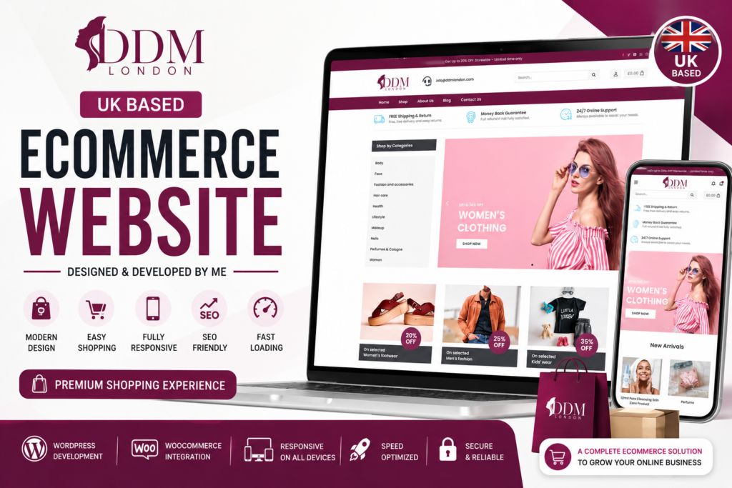 DDM London – UK E-Commerce Store- Develop by Mustafez